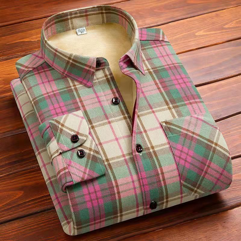 保暖加绒加厚格子衬衫女韩版2023秋冬长袖打底衣大尺码休闲衬衣