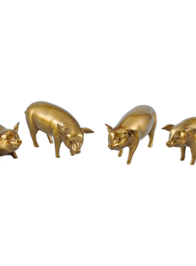 凤凰美居欧式铜雕四小福猪摆件小号纯铜送礼装饰品手工工艺品收藏