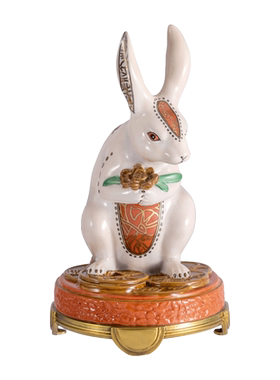 凤凰美居铜配瓷摆件桌面兔子