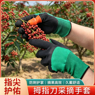采摘手套摘花椒手套剥蒜皮摘菜拇指刀农用摘豆角耐磨摘菜神器掐菜