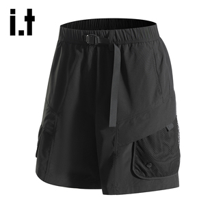 izzue官方男款 男士 简约清爽透气五分裤 透气休闲运动裤 夏季