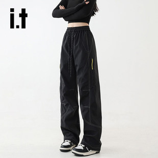 it：izzue官方时尚潮流春秋季防水防风工装裤女款运动直筒裤子6M