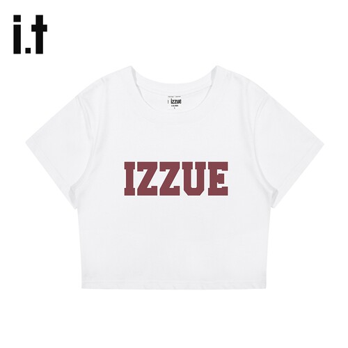 it：izzue官方套头正肩T恤女款夏季圆领白色纯棉休闲短袖上衣女6M