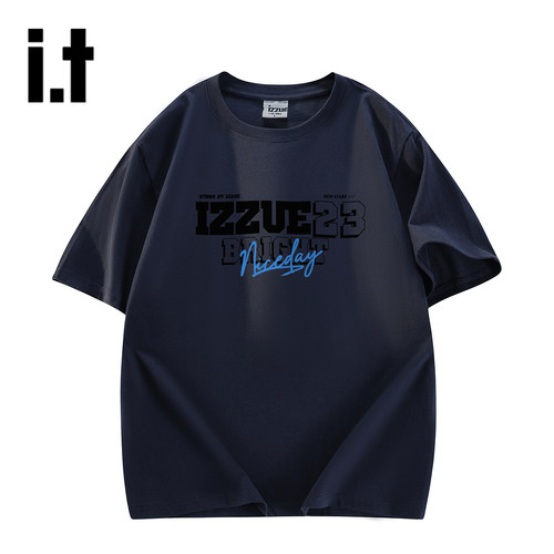 izzue夏季男纯棉透气圆领T恤