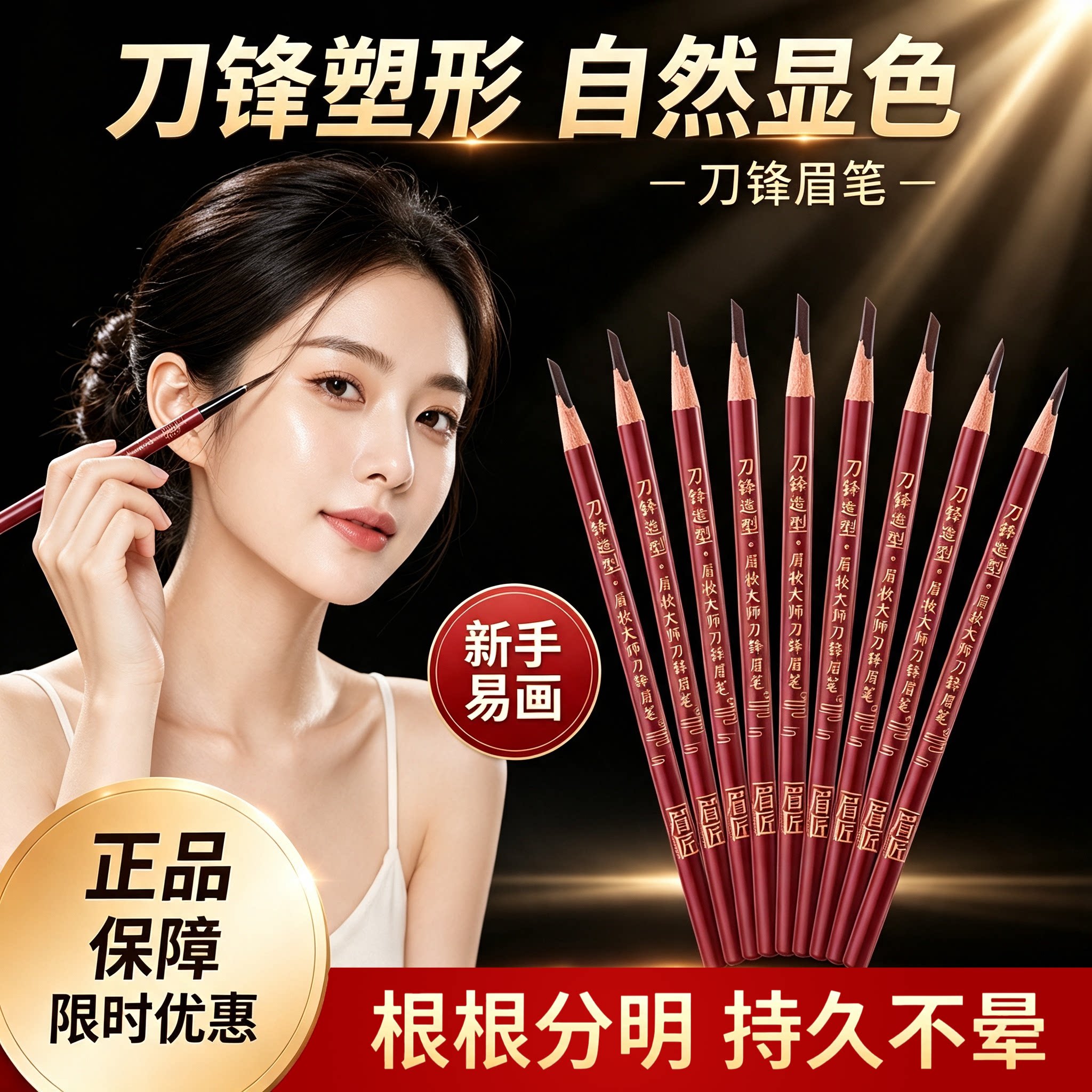 正品眉匠防水持久眉笔 初学者自然立体仿生眉笔 根根分明砍刀