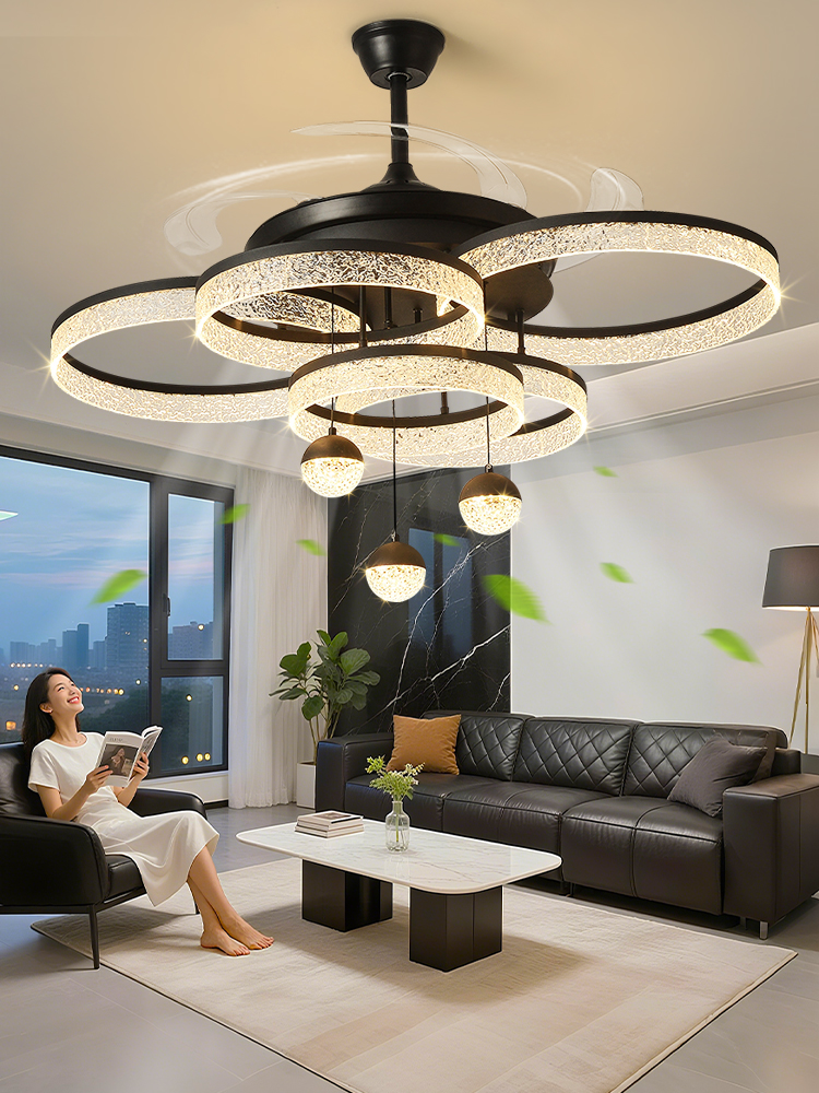 风扇灯天花板风扇灯隐形客厅灯无障碍豪华高端客厅主灯2025新餐厅