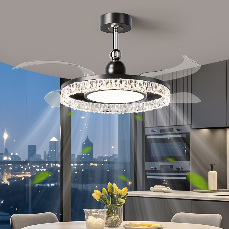 隐形吊扇灯吊扇灯饭厅吊灯2025新款意式轻奢高级感电风扇一体卧室