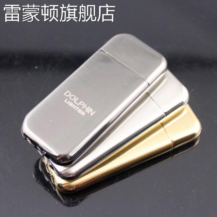 海豚珍珠机超薄金属砂轮火石明火充气打火机创意个性刻字定制广告