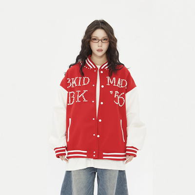 美式原创设计珍珠男女棒球服外套