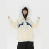 上衣 国潮费尔岛小狗提花毛领毛衣秋冬小众针织衫 零碎岛屿 美式