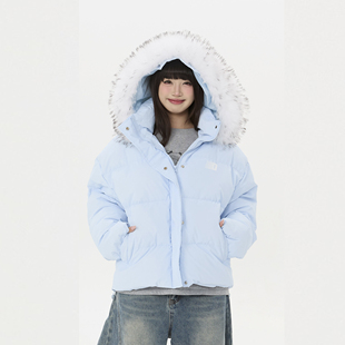 零碎岛屿可拆卸毛领座山雕外套面包服男女秋冬季白鸭绒羽绒服外套