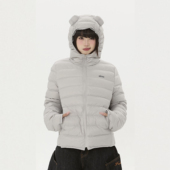 零碎岛屿新国标90白鸭绒熊耳朵连帽排骨羽绒服女冬季 轻薄保暖外套