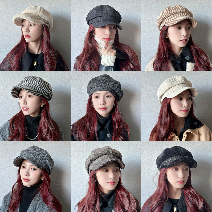 欢瑾贝雷帽逛街优雅女秋冬时尚范