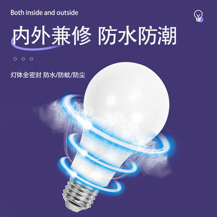 led灯泡过道古镇白光螺口走廊家用超亮节能明装大功率球泡灯足瓦