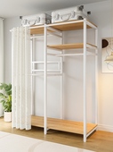 简易衣柜家用卧室布衣柜结实耐用钢架结构组装 挂衣架全封闭拉帘款