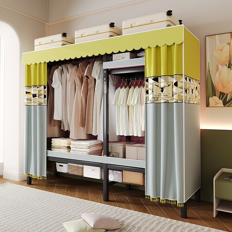 衣柜家用简易布衣柜折叠收纳柜子出租房钢制组装衣柜2025新款爆款