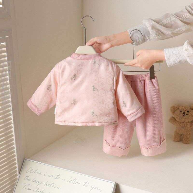小女孩周岁衣服宝宝礼服婴幼儿抓周防寒生日加绒小童分体女童幼儿