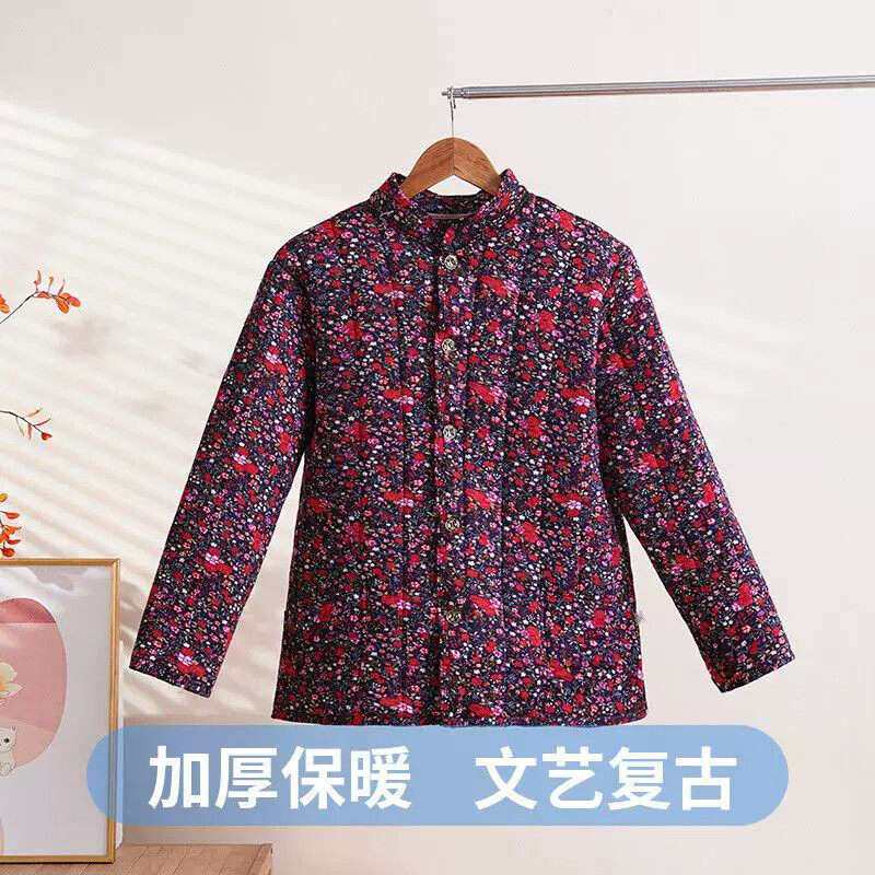 中年妈妈装立领碎花棉服女款加厚棉衣/棉服
