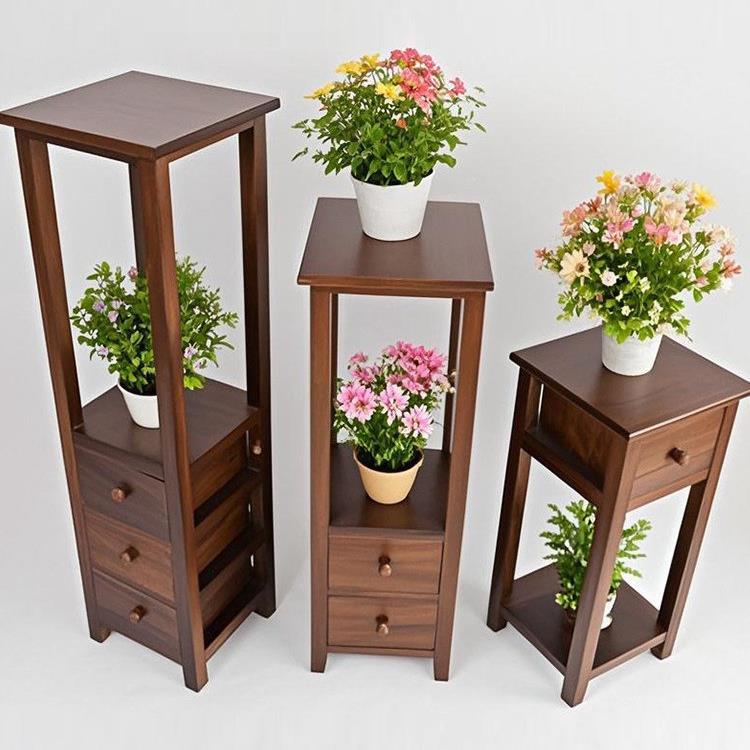 花几实木一体花架落地式客厅花盆架置物架花架子阳台花盆架展示架