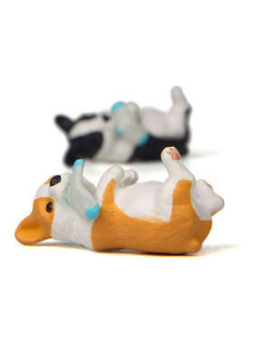 自愈系温暖系叼袜子柯基哈士奇手办韩版创意烘培园艺百搭造景公仔