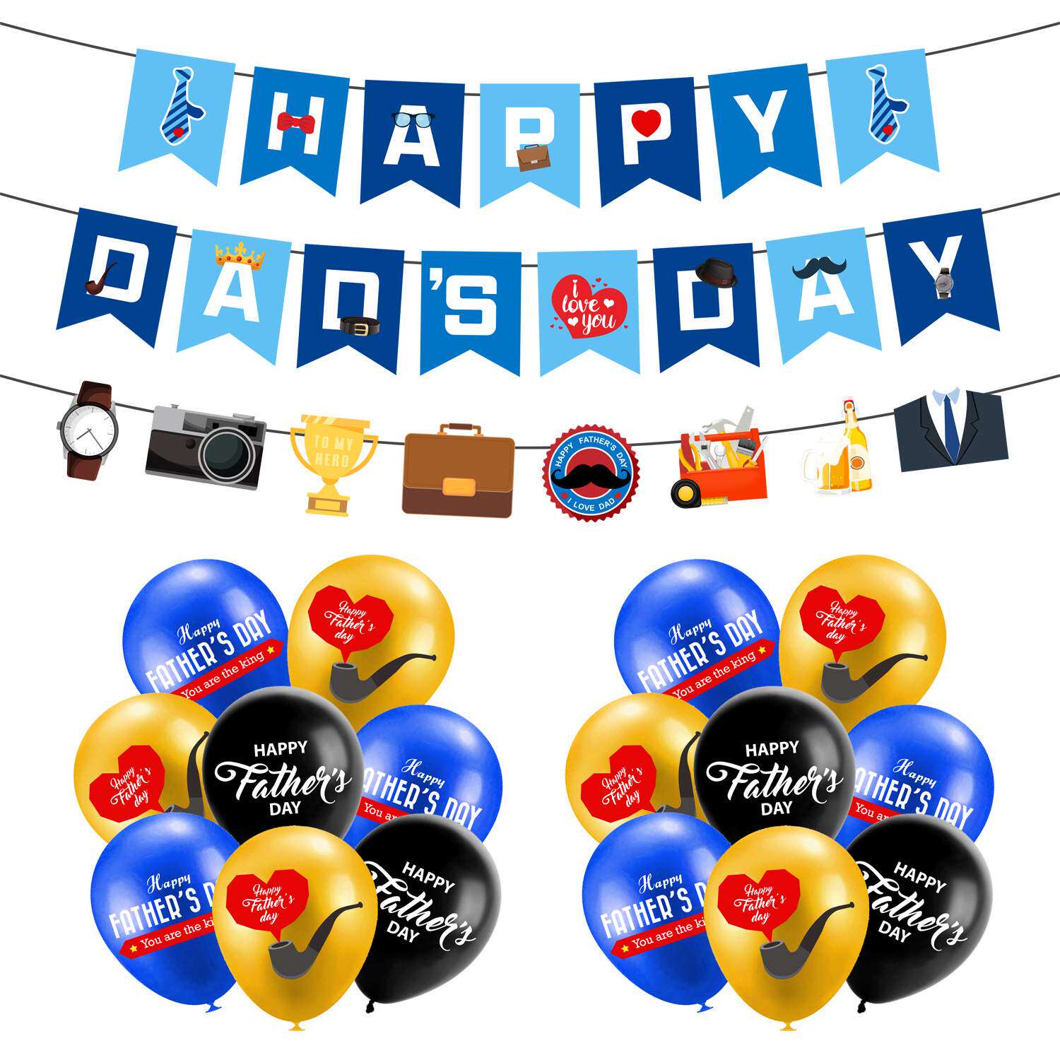 2024父亲节拉旗纸拉花气球套装Happy Dad's Day父