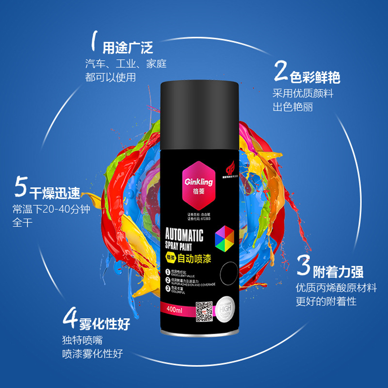 A喷漆汽车轮毂厂家直销手摇修补涂鸦涂料手喷防锈400mlY车用车身