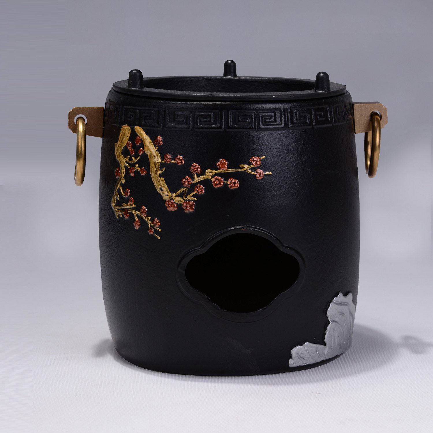 典工堂功夫茶具茶炉铜环双耳梅花炉座家用日本铁壶加热座茶壶炭炉