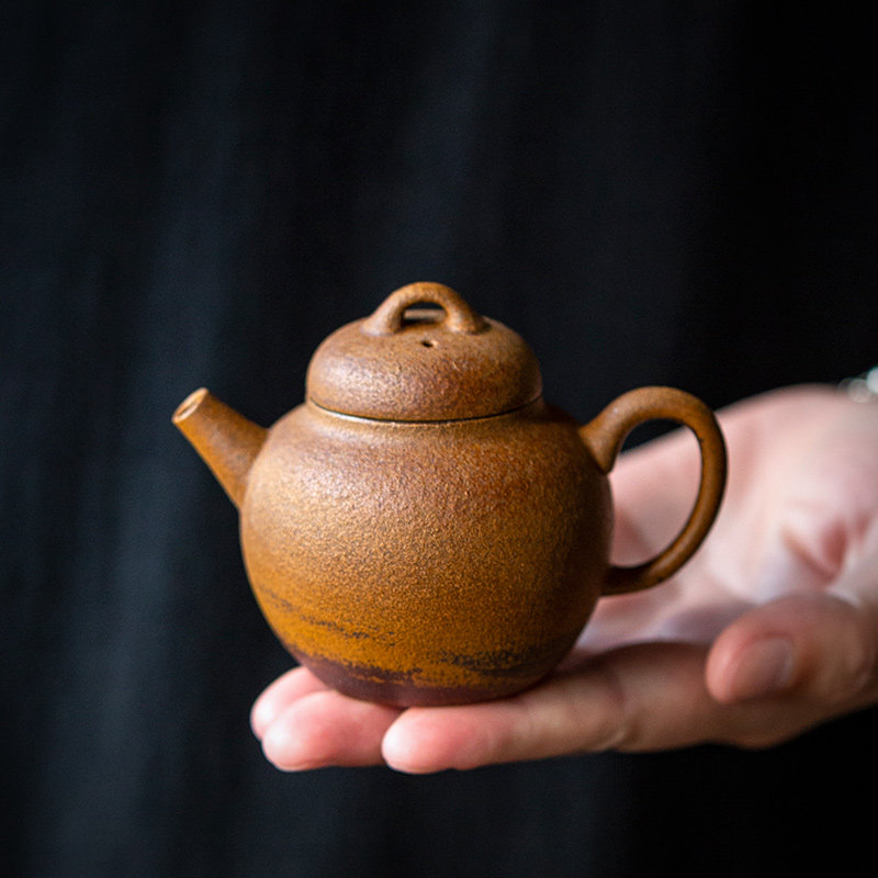 碌心 粗陶酱釉宫灯壶 中式覆古泡茶壶 家用茶壶办公功夫茶具单壶