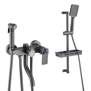 枪灰色恒温淋浴花洒套装简易花洒浴室沐浴增压淋雨全铜无顶喷花洒