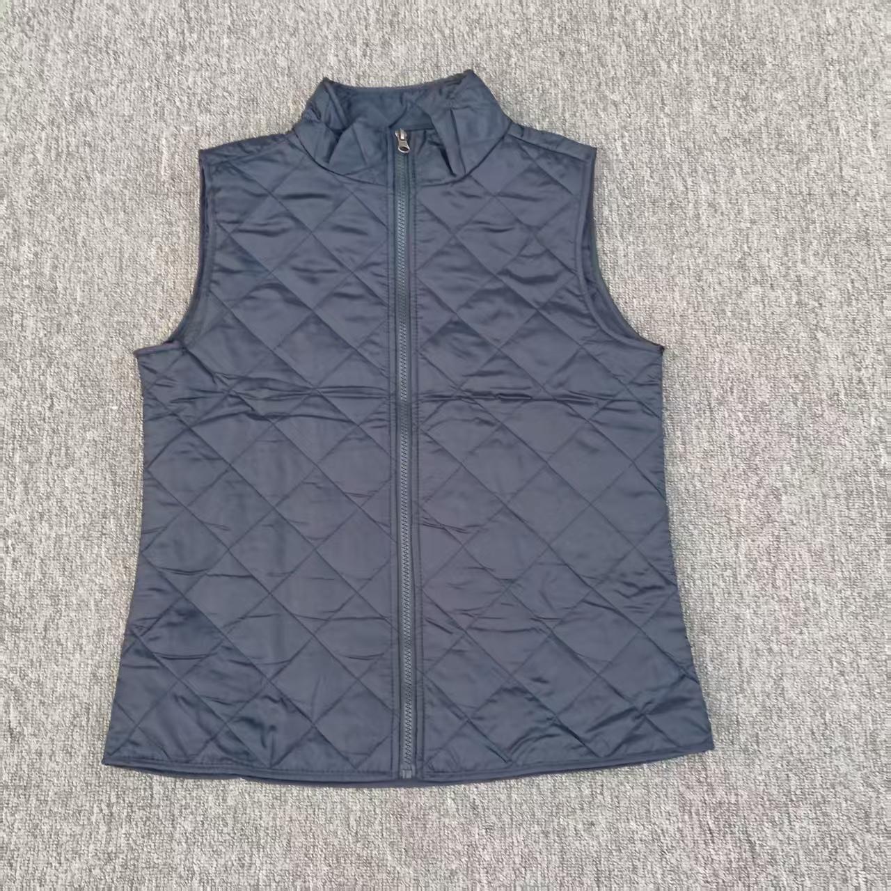 出口欧美外贸超轻马甲女秋冬菱形格立领薄款夹棉保暖背心无袖坎肩