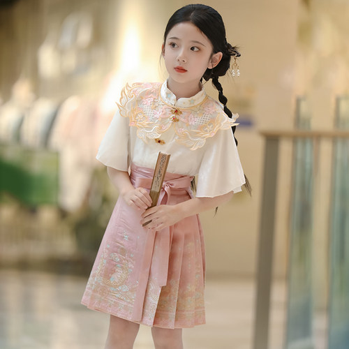 马面裙女童短款夏装2025新款