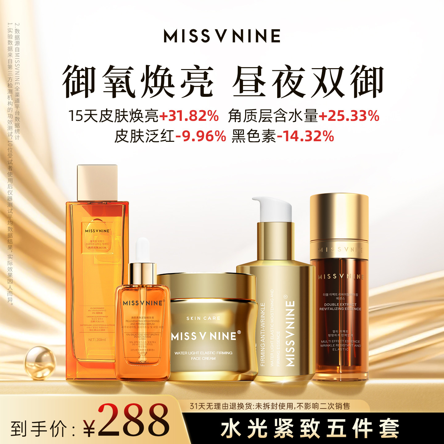 【佟掌柜推荐】MISSVNINE水光紧致五件套冰川水双萃焕颜精华乳霜