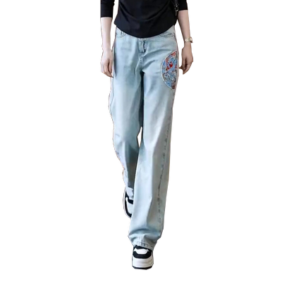 浅蓝色阔腿牛仔裤女春季2026新款