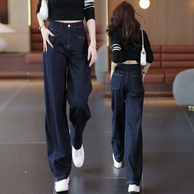 丹宁蓝直筒牛仔裤女春季2026新款