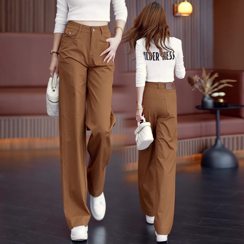 琥珀流光西装阔腿裤女秋季2025新款宽松垂感小个子直筒休闲裤子秋,女装/女士精品,休闲裤,淘宝优惠券,粉丝福利购,淘宝优惠卷