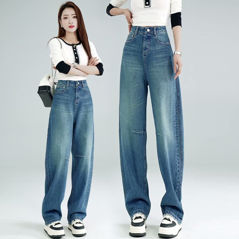 弯刀牛仔裤女春季2026新款高腰显瘦宽松垂坠感直筒阔腿裤子春秋款,女装/女士精品,牛仔裤,淘宝优惠券,粉丝福利购,淘宝优惠卷