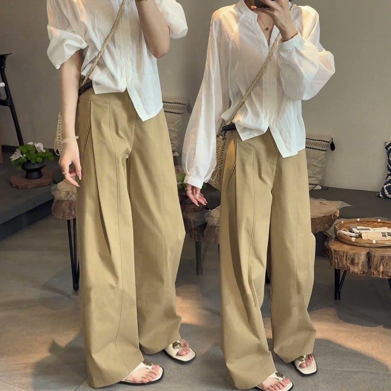 老钱风卡其色裤子女秋季2025新款