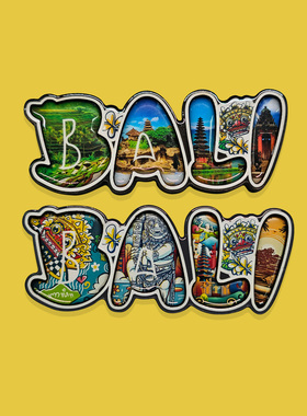 创意木质BALI印尼巴厘岛巴龙面具冰箱贴磁贴世界旅游纪念品礼物