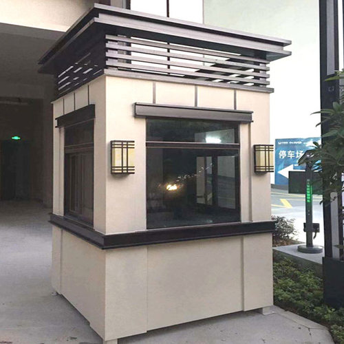 雕花板真石漆保安岗亭可移动成品景区值班室户外不锈钢收费亭遮阳