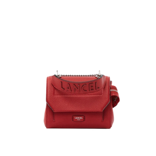 LANCEL/兰姿 Ninon中号链条包 粒面牛皮小方包纯色红色包包女牛皮