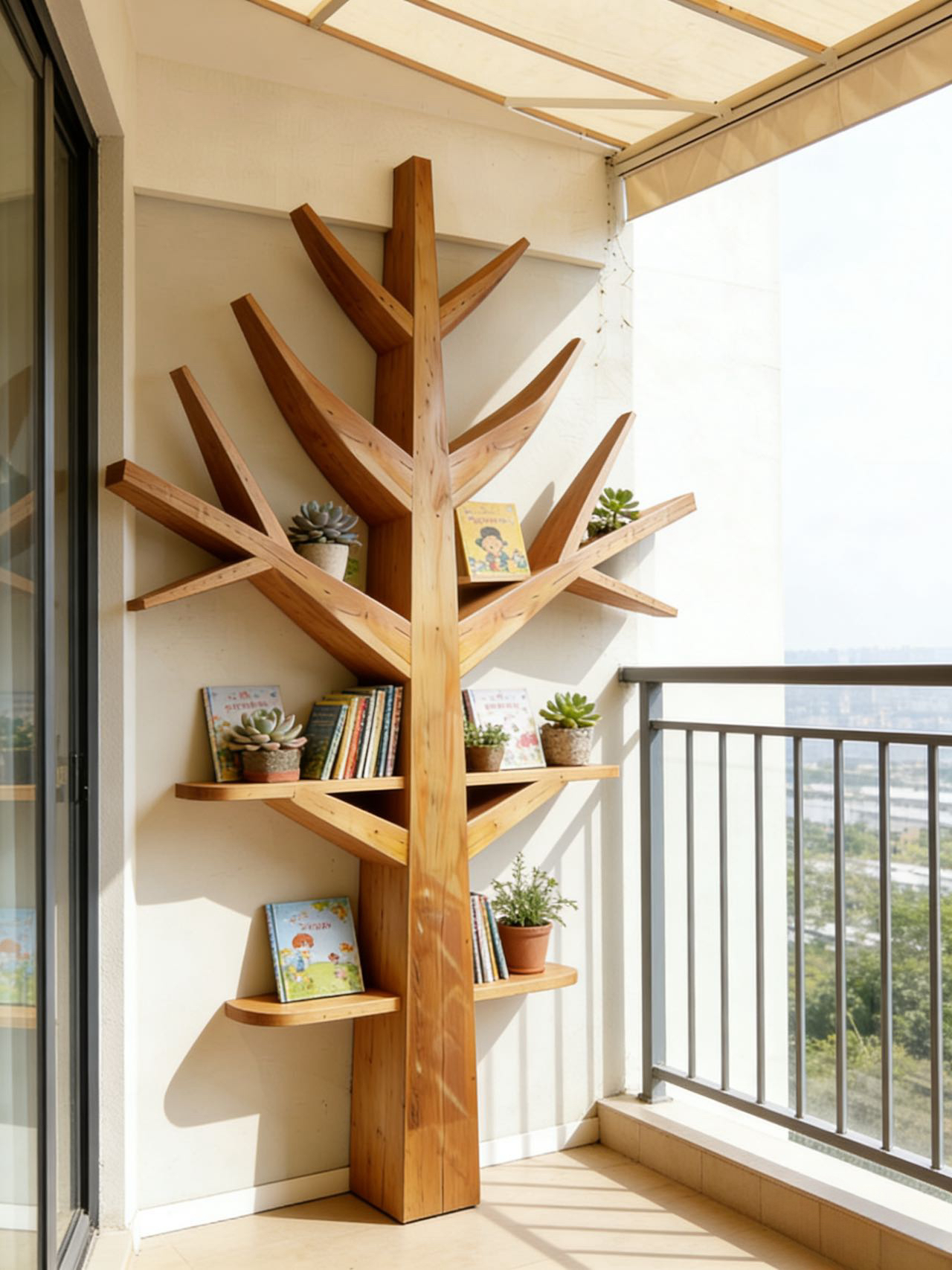 创意树形实木书架落地置物架客厅靠墙收纳架家用简易书柜展示架
