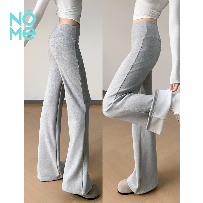 藏青色微喇裤女百搭修身直筒裤子