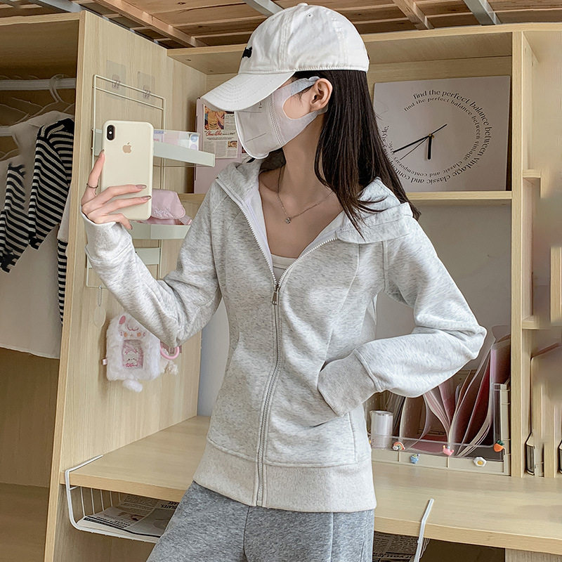 NOME（服饰）美式连帽卫衣春秋款休闲拉链修身显瘦休闲帽衫上衣女