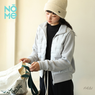 NOME(服饰)2024女冬季保暖纯色轻薄摇粒绒长袖拼接设计羽绒外套