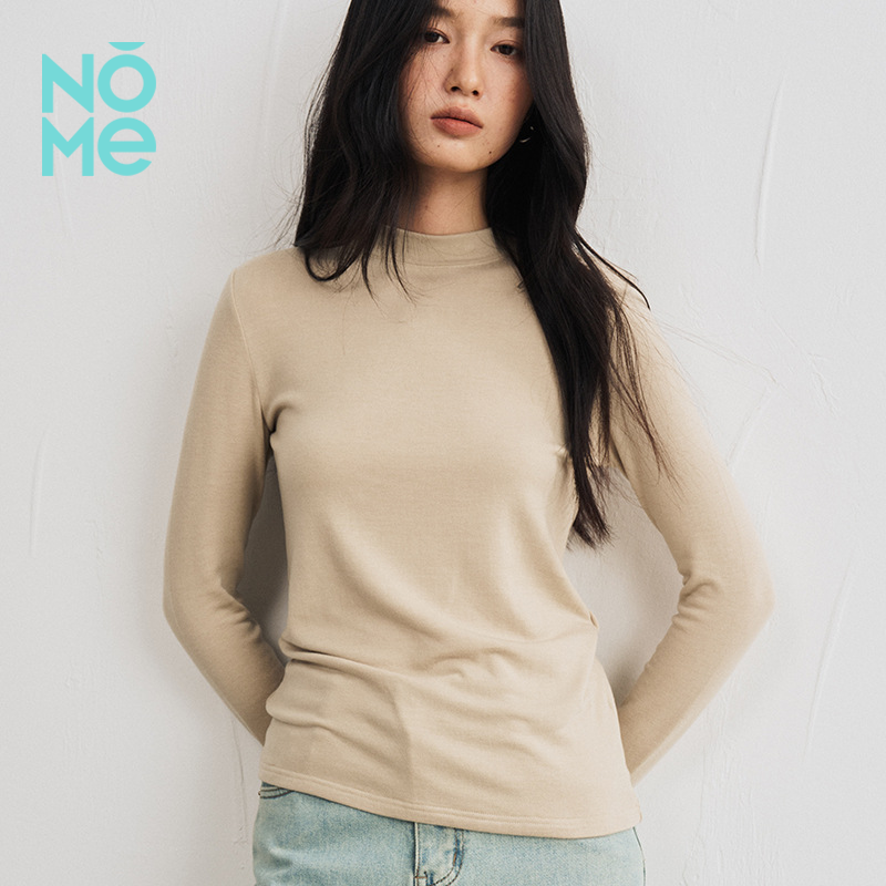 NOME（服饰）天丝醋酸羊毛打底衫圆领上衣基础款内搭半高领T恤