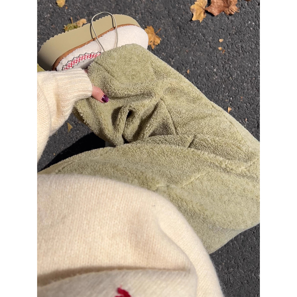 摇粒绒运动裤女宽松休闲直筒两穿