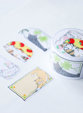 【现货】韩国nunucat猫咪贴纸胶带可书写便签卷手账本装饰diy素材