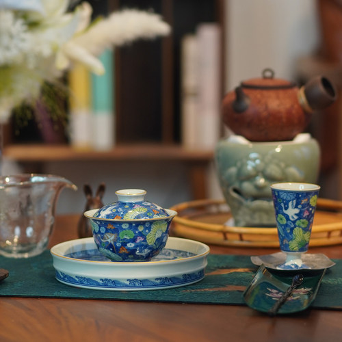 卓君景德镇手工瓷斗彩一路连科