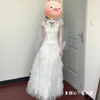 法式温柔风甜美上衣高腰修身半裙