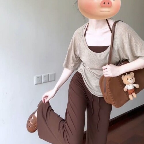 纯欲防晒罩衫挂脖吊带高腰微喇裤